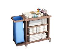 Chariot d'hôtel multifonction marron avec côtés pliables Idéal pour le nettoyage d'hôtel et l'utilisation au bureau 108,7 x 46,2 x 99,1 cm - Durable et polyvalent