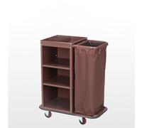 Chariot d'hôtel Multifonctionnel Industriel, Chariot de ménage de Service de Chambre de conciergerie de Nettoyage Traditionnel Commercial,Marron