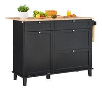 Chariot D'îlot de Cuisine-VEVOR-1200 mm-avec Poubelle Inclinable et Armoire de Rangement de 45 L-Barre à Serviettes, Tiroir-Noir
