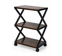 Chariot d'imprimante mobile à 3 niveaux avec coussinets - Support d'imprimante multifonction et étagères de rangement pour table basse de bureau ou usage domestique - Étagère polyvalente pour