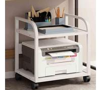 Chariot d'imprimante multifonction à roulettes, étagère de rangement robuste à 2/3/4 niveaux pour fournitures de bureau et télécopieurs, table mobile pour imprimante (blanc)