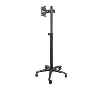 Chariot d'ordinateur roulant réglable en hauteur pour écrans de 12 à 27" - Support de sol portable avec réglage de l'angle de ± 45 ° VESA max 100 x 100 mm pour bureau et maison