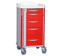 Chariot d'urgence 400 x 400 avec tiroirs télescopiques Praticima - 5 tiroirs