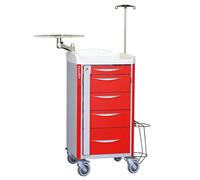 Chariot d'urgence 400 x 400 tout équipé avec tiroirs télescopiques Praticima - 5 tiroirs