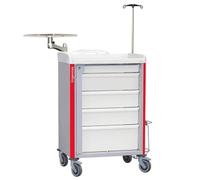 Chariot d'urgence 600 x 400 avec 5 tiroirs jointifs Praticima