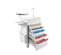 Chariot d'urgence avec 5 Drawers Mobile Medical Emergency Trolley Crash Cart Tableau cardiaque réglable IV Pole