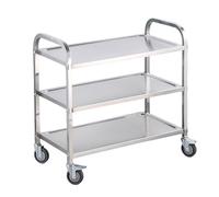 Chariot d'utilité de Cuisine Lourde en Acier Inoxydable avec Roues de Chariot de Service Mobile Multi-fonctionnal Extra-Fonction Commercial 3-Layer 75 * 40 * 82cm