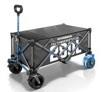 Chariot électrique Pliable, Chariot de Plage avec Moteur sans balais | Conception entièrement Pliable | 280L à 80KG | 3 Vitesses | Chariot de Jardin avec Plateau de Table pour Jardin (Gris)