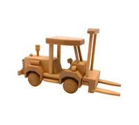 Chariot élévateur en Bois Naturel | Voiture décorative, empileur en bois et à peindre, dimensions (L x l x H) 30 x 8 x 16 cm.