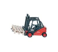 siku 1722, Chariot élévateur Linde, 1:50, Métal/Plastique, Rouge, Fourche mobile, 2 palettes incluses