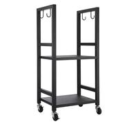 Chariot empilable en fonte avec roues et crochets, 2 étagères à bois de chauffage pour rangement intérieur du bois, piles, sous avant-toit