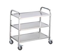 Chariot en Acier Inoxydable à 3 Niveaux Extra-Large Chariot de Cuisine Lourde Utilitaire Commercial Mobile Multi-Fonctionnement sur Roues Atelier médical 3-Layer 85 * 45 * 88cm