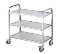 Chariot en Acier Inoxydable, Capacité de Poids Chariot d'utilité Laboratoire à 3 Couches, médical avec Roues universelles verrouillables, pour Le Laboratoire, la Clinique, Cuisine, Salon
