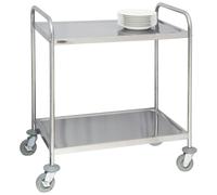 Chariot en inox 2 plateaux avec barre de poussée force 120 kg