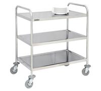 Chariot en inox 3 plateaux avec barre de poussée force 120 kg