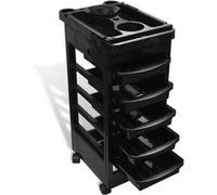 Chariot en plastique pour salon de coiffure avec roues Noir G