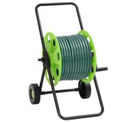 Chariot enrouleur de tuyau - vidaxl - 50 m PVC - Vert - 46x50x66 cm - Acier galvanisé - Raccords inclus