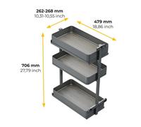 Chariot extractible à fermeture amortie anthracite Harmony - 3 paniers - module 300 mm EMUCA