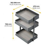 Chariot extractible à fermeture amortie anthracite Harmony - 3 paniers - module 400 mm EMUCA