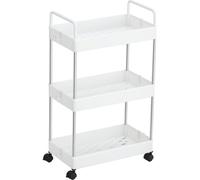 SONGMICS Chariot de Rangement 3 Niveaux, Étagère de Cuisine avec roulettes, Organisateur de Salle de Bain, Gain de Place, avec Poignées, 23,6 x 42 x 67,6 cm, Blanc KSC019W01
