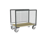 Chariot grillagé avec 2 ridelles et plateau bois 1000x600 mm 500 kg - FIMM - 806724543