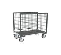 Chariot grillagé avec 2 ridelles et plateau bois avec tapis 1000x600 mm 500 kg - FIMM - 806724563