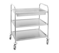 Chariot inox - 2 plateaux et 1 bac - 500 kg max. - Tubes ronds | Royal Catering