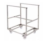 Chariot inox pour bac grand volume semi-cylindrique 220 L