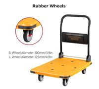 Chariot Jaune/gris Avec Roues, Construction Renforcée, À Plate-forme Mobile Pliable, Roulettes Pivotantes 360°, Capacité De Charge 150-300 Kg(Yellow,L)