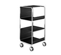 chariot latéral Hewi chromé cadre match0, étagère noire mate