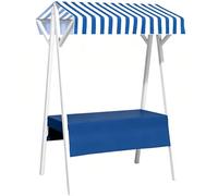 Chariot Marchand Pliable Cadre en Acier Carbone Renforcé Charge 150kg Bâche Imperméable Installation Facile pour Street Food Foires Et Marchés Extérieurs(Blue+Blue)