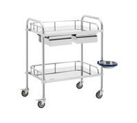 Chariot médical - acier inoxydable - 2 tablettes de 55 x 37 x 13 cm - 2 tiroirs - 20 kg | Steinberg Systems
