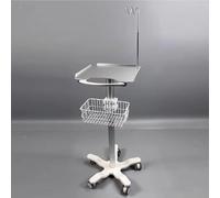 Chariot médical avec roulettes, grande table, support de rangement et crochets pour économiser de l'espace et faciliter la mobilité dans les établissements de santé