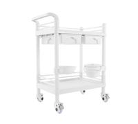 Chariot médical blanc avec capacité de charge de 90 kg - 2 niveaux en acier inoxydable + roulettes à 360° - Hygiénique pour clinique, laboratoire, cosmétique - Obligation d'étiquetage selon MPG