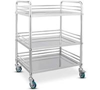 Chariot Médical, Chariot De Laboratoire Dentaire, Chariot à Instruments Médicaux en Acier Inoxydable à 2/3 Niveaux, Chariot De Service Portable à R, Without Drawer, 2 Layer-61x41x91cm