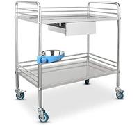 Chariot Médical, Chariot De Laboratoire Dentaire, Chariot à Instruments Médicaux en Acier Inoxydable à 2/3 Niveaux, Chariot De Service Portable à R, Small Drawer, 2 Layer-61x41x91cm