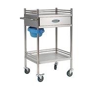 Chariot Médical de Laboratoire À 2 Niveaux avec Tiroir en Acier Inoxydable Chariot Roulant Chariot d’équipement Médical de Laboratoire pour Laboratoire Cliniques Hospitalières Charge Maximale 100kg
