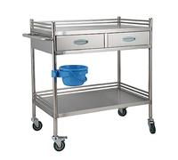 Chariot médical de laboratoire avec tiroir en acier inoxydable Chariot à roulettes pour équipement médical de laboratoire Chariot pour laboratoire, hôpital, clinique, charge maximale 100 kg