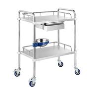 Chariot médical en acier inoxydable avec 3 couches, table de traitement multifonctionnelle et étagères de rangement pour salons de beauté, spas et hôpitaux
