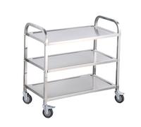 Chariot médical en Acier Inoxydable, Chariot Utilitaire Robuste à 3 Niveaux, de Cuisine Multifonctionnel Mobile Commercial sur Roues, Atelier Extra Large 3-Layer 75 * 40 * 82cm