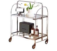 Chariot mobile avec roues universelles lisses, support de rangement pliable en métal, chariot robuste à deux niveaux, peu encombrant et durable