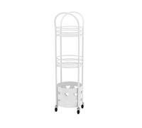 Chariot Mobile de Salle Bains, Porte-Serviettes, Support Rond sur Pied, Panier Rangement Multicouche en Fer Nordique Étagère pour Serviettes de Bain(Blanc)