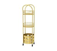 Chariot Mobile de Salle Bains, Porte-Serviettes, Support Rond sur Pied, Panier Rangement Multicouche en Fer Nordique Étagère pour Serviettes de Bain(Gold)
