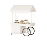 Chariot Mobile En Fer Forgé De Style Ouvert, Chariot À Pousser Avec Pare-soleil Et Protection Contre La Pluie, Adapté Aux Zones Touristiques/Marchés(White,120cm/47.3in)