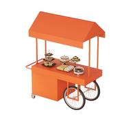 Chariot Mobile En Fer Forgé De Style Ouvert, Chariot À Pousser Avec Pare-soleil Et Protection Contre La Pluie, Adapté Aux Zones Touristiques/Marchés(Orange,160cm/62.9in)