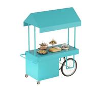 Chariot Mobile En Fer Forgé De Style Ouvert, Chariot À Pousser Avec Pare-soleil Et Protection Contre La Pluie, Adapté Aux Zones Touristiques/Marchés(Blue,100cm/39.4in)