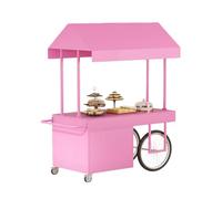 Chariot Mobile En Fer Forgé De Style Ouvert, Chariot À Pousser Avec Pare-soleil Et Protection Contre La Pluie, Adapté Aux Zones Touristiques/Marchés(Pink,160cm/62.9in)