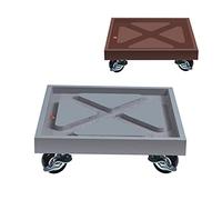 Chariot mobile pour plantes, support carré pour pot de fleurs, 5 roulettes verrouillables, roulettes robustes de 14 pouces pour pots de fleurs, soucoupe avec bac à eau (couleur : café, taille : 28 cm)