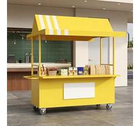 Chariot Mobile Robuste, Chariot De Stockage Grande Capacité, Idéal for Les Stands De Centres Commerciaux/Marchés Nocturnes/Rues Gastronomiques(Yellow,140cm/55.2in)