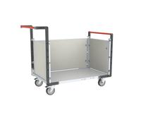 Chariot modulaire FLAT-PACK™ PP alvéolaire 2 dossiers + 1 ridelle plateau bois 850 x 500 mm 250 kg - 806724174